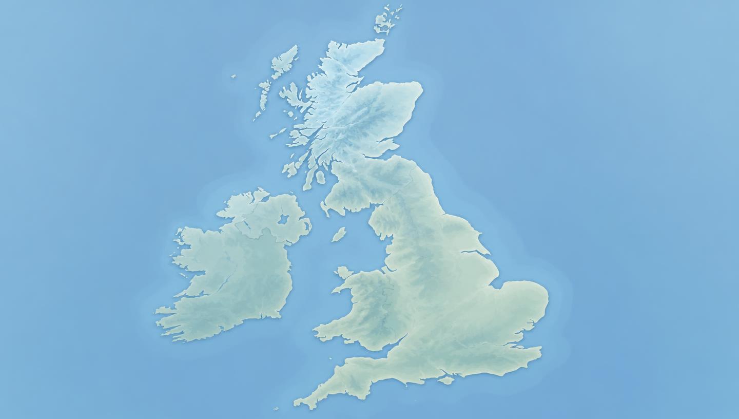 Map of the United Kingdom showing participating golf courses